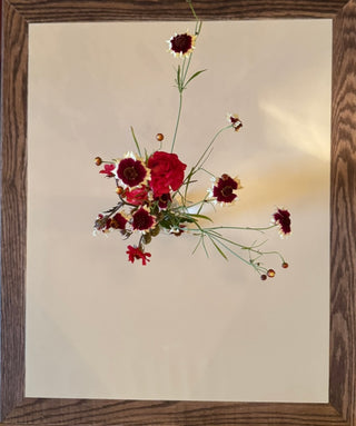 Bud vase with red flowers and wildflowers for events in los angeles by wildstems