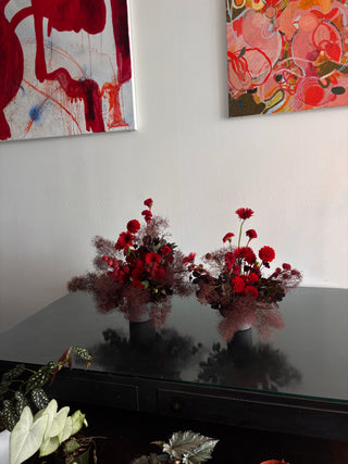 Smoke bush and sculptural red flowers for delivery in los angeles by wildstems