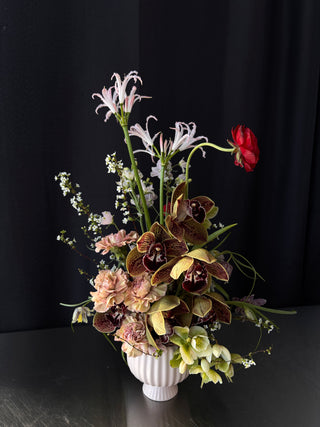Bouquet of flowers with a black background