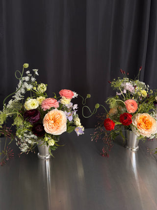 small dinner centerpiece in silver vase for events in los angeles by Wildstems
garden style, modern florals, artful event florals