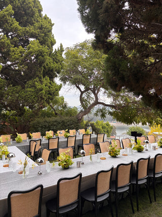 monochromatic green florals with bud vase tablescape