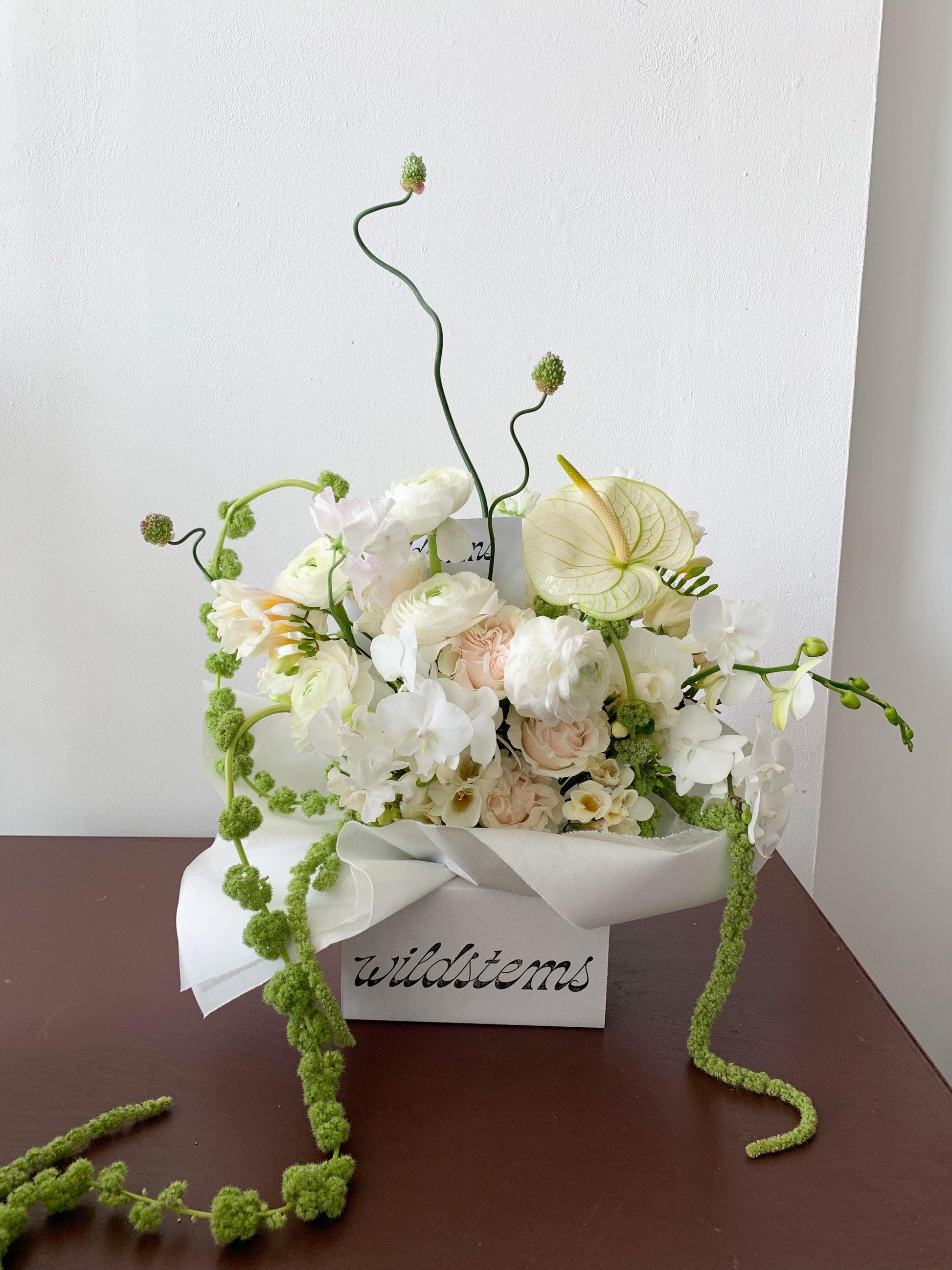 Wildstems los angeles luxurious white roses and orchids flower arrangement 