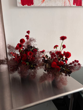 Smoke bush and artful sculptural red flowers for delivery in los angeles by wildstems