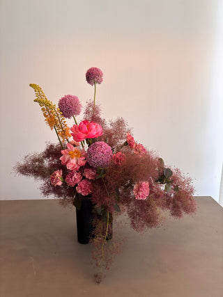 Smoke bush arrangement with peonies by wildstems los angeles